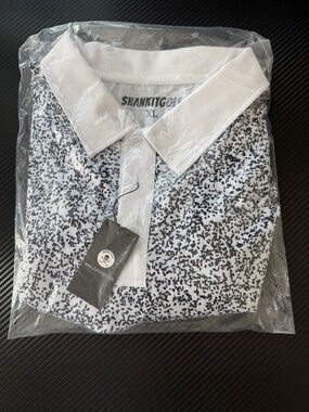 Black & White Printed Polo Shirt - XL